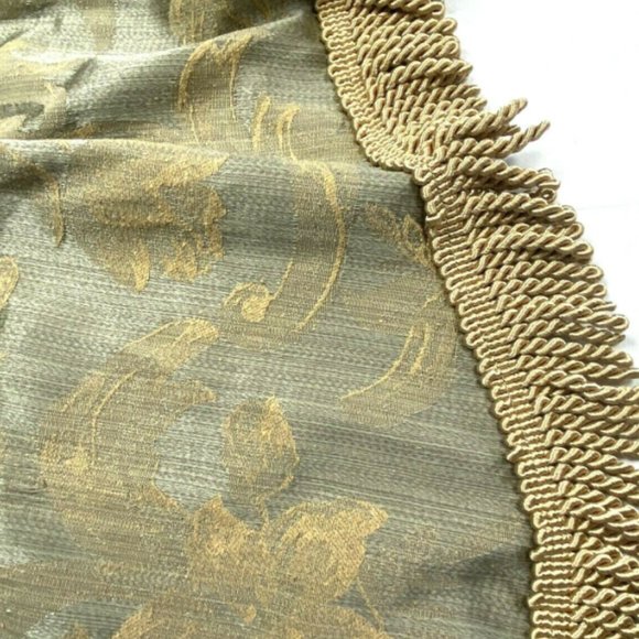 2 Luxury Green & Gold Valances Curtains Fringe - Picture 4 of 6